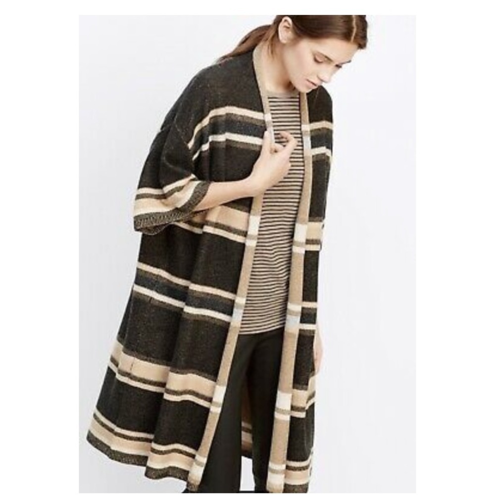 Vince Black and Tan Striped Cardigan Kimono S - Picture 4 of 9